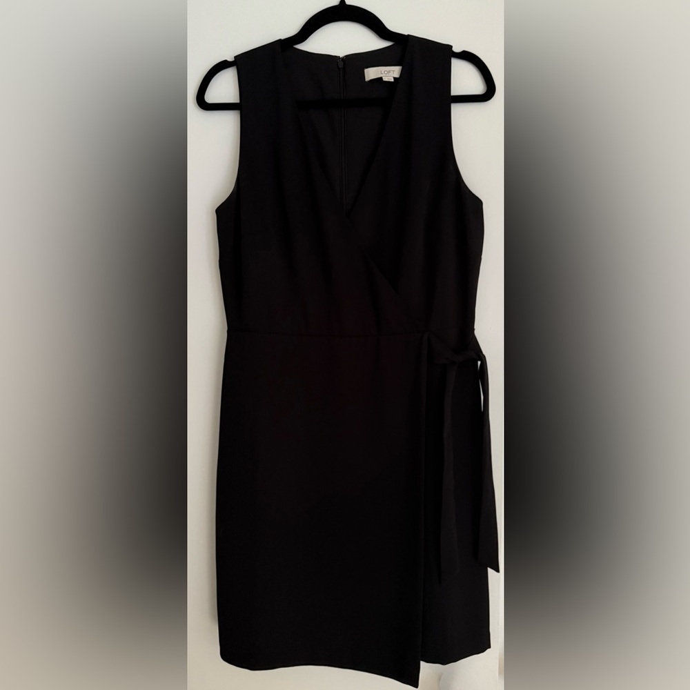 LOFT Black Sleeveless Midi Dress